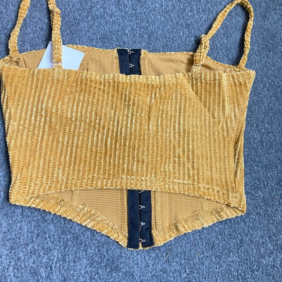Corduroy Bustier Camisole Top XS Half-Cup Design Adjustable Straps Retro new - Picture 4 of 6